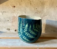Image 2 of Small Pinched Fern Planter - Teal 