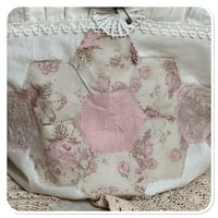 Image 2 of handmade hexigon bucket bag trimmed with vintage french lace
