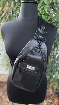 Image 1 of Jessie Sling Crossbody Bag Black Ostrich