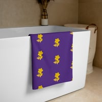 Royal purple and daffodils towel