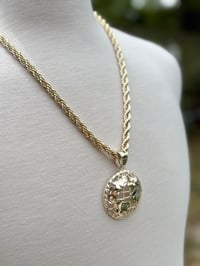 Image 2 of 8mm Pvd Gold Plated Rope chain with "The World Is Yours Pendant"Map globe Pendant