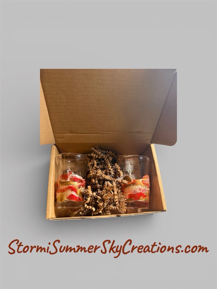 Image of Red,Gold and Cream shot/dessert glass set