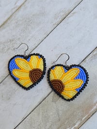 Image 1 of Sunflower Heart earrings 