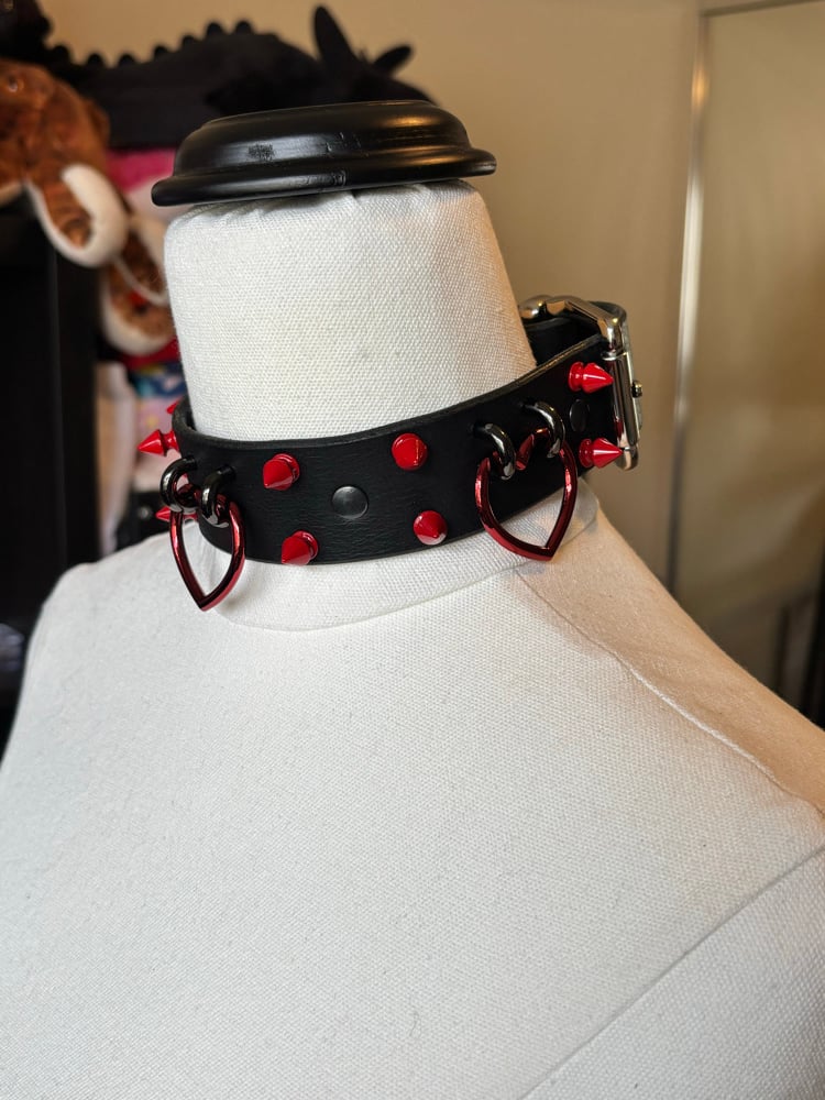 Image of Red & Black Leather Collar