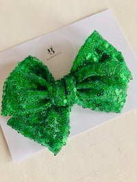 Green sequin bow 