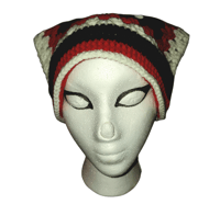 Image 5 of Harlequin Jester Beanie with Painted Jingle Bells, Granny Hexi Crochet Hat, Comic Themed