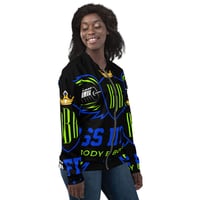 Image 4 of BOSSFITTED Black Neon Green and Blue Unisex Bomber Jacket