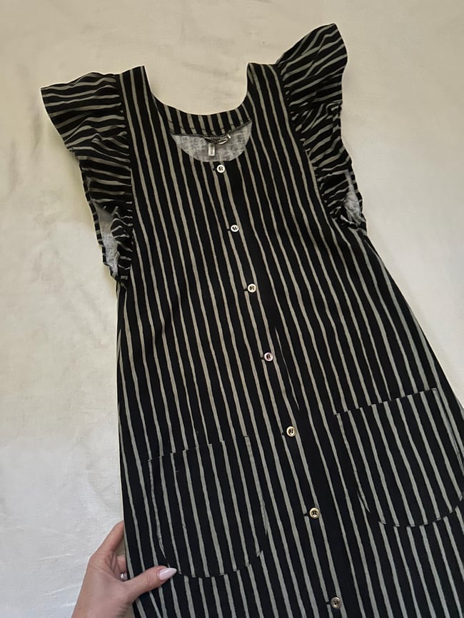 1970s Marimekko stripe flutter sleeve dress 