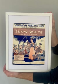 Image 4 of Snow White c1937, framed vintage sheet music of 'Some Day My Prince Will Come'