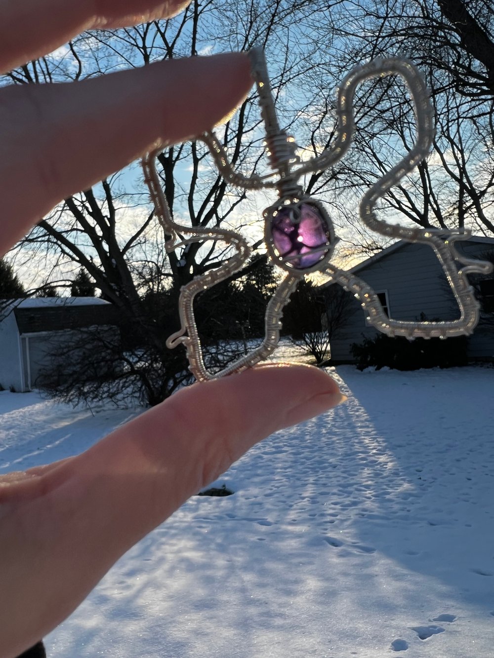 Silver Amethyst Excision Pendant