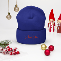 Image 3 of Cuffed Beanie (John 3:16)