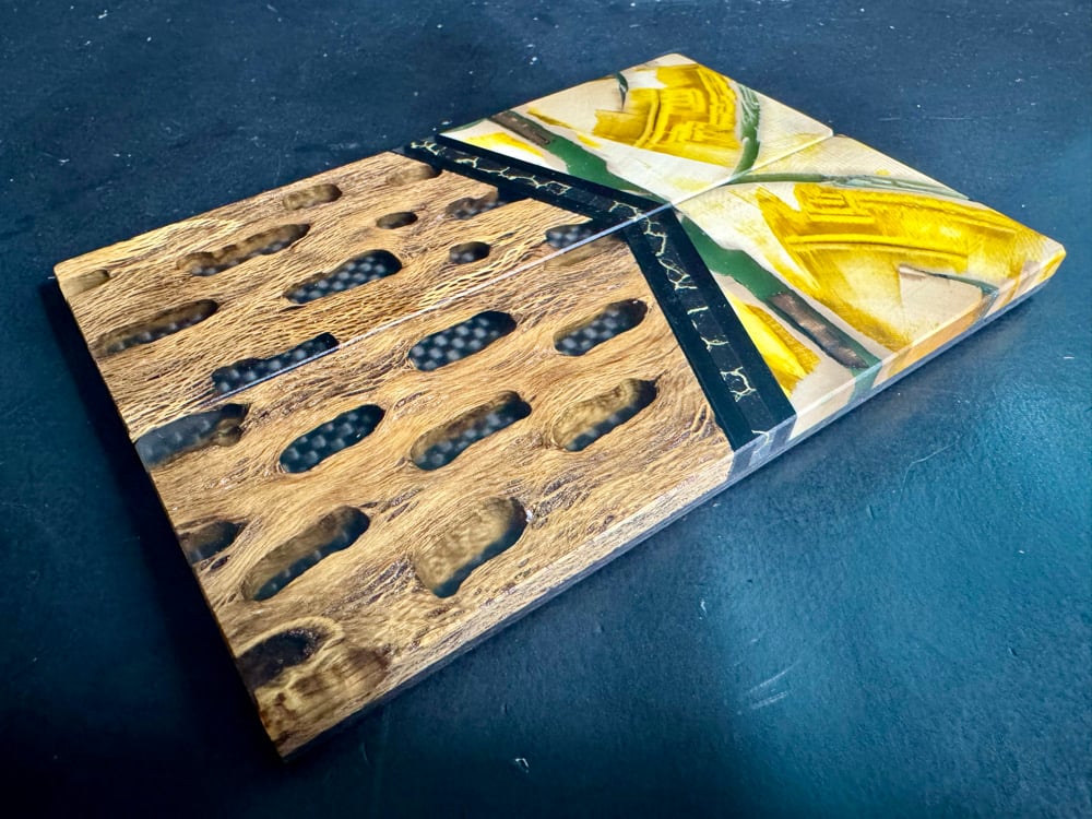 Image of Mammoth Tusk & Cholla Cactus Segmented Knife Scales 