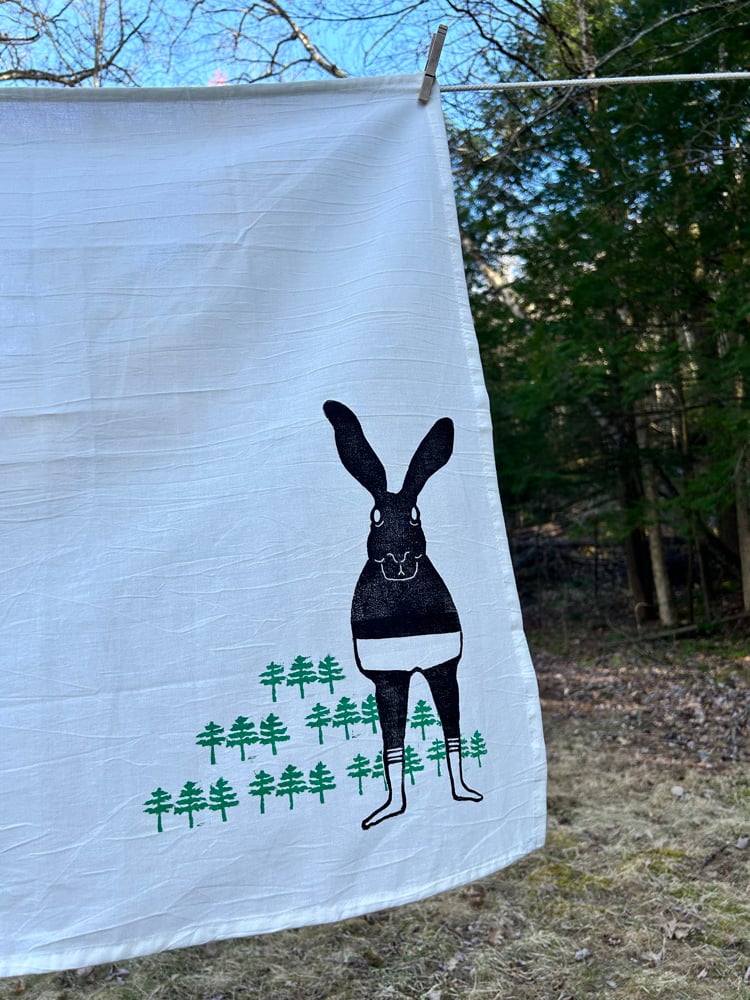 Greentrees Handprinted SET OF TWO 100% Cotton Floursack Towels