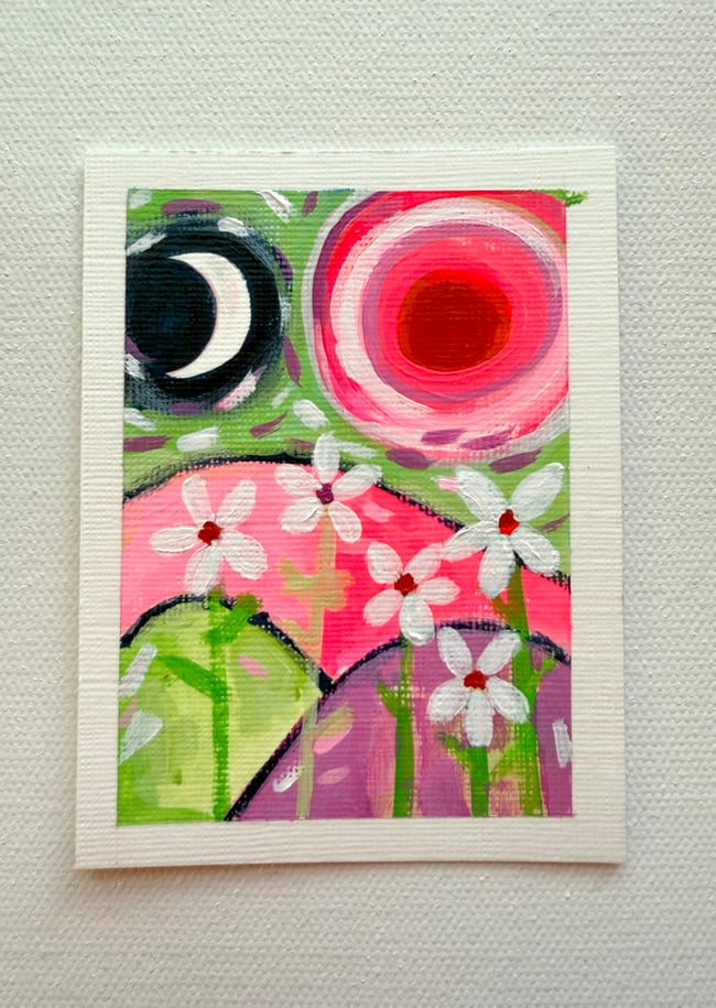 Christmas daisies. Original mini painting.