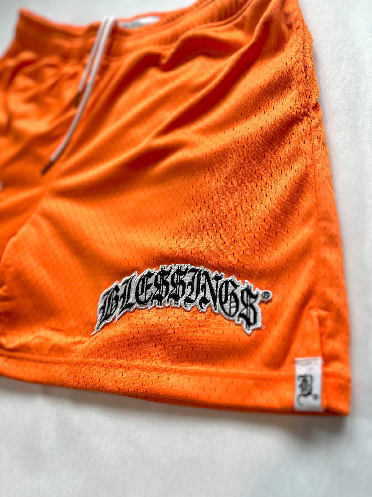 Image of BLE$$ING$®️ 500GSM ORANGE MESH SHORTS 