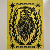 Image 3 of Grim Reaper Linocut Prints