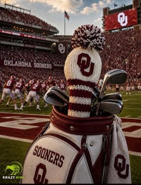 Image 2 of Oklahoma Sooners custom Golf Club Cover hand knit logo College football fan  gift