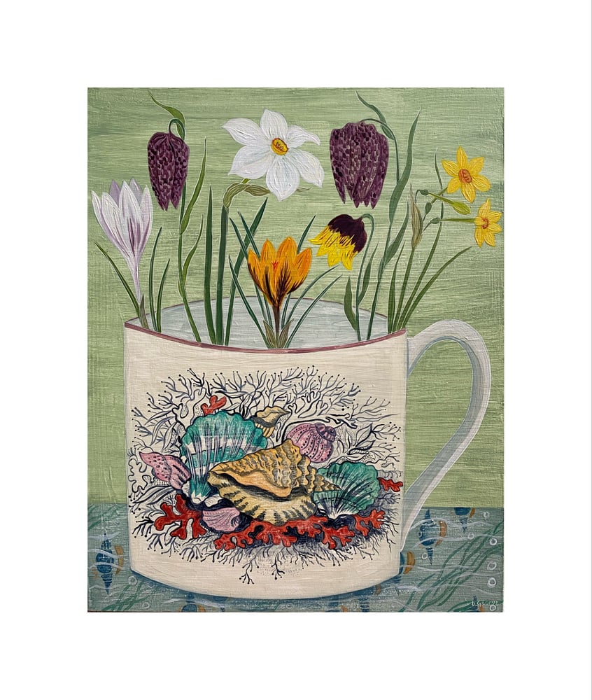 Image of Shell Cup and Spring Flowers Giclée Print 