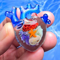 Image 1 of LARGE "MY HEART BELONGS TO THE SEA" ANATOMICALLY CORRECT HEART PENDANT 34