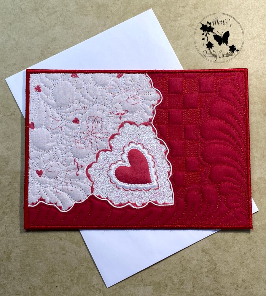 Image of Custom Quilted Vintage Keepsake Postcard- Vintage Handkerchief Valentine Card #2