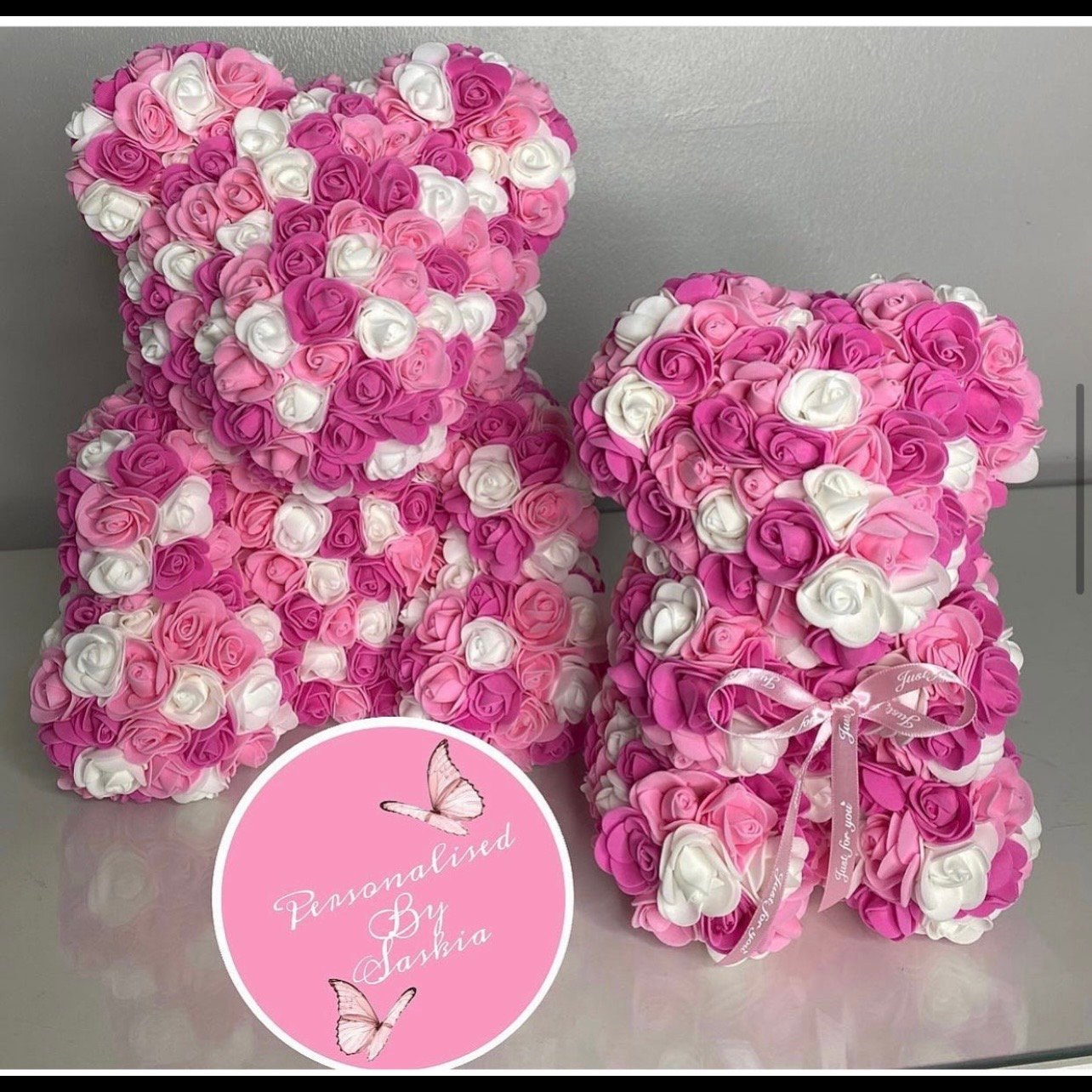 Large handmade Rose Bear PersonalisedBySaskia