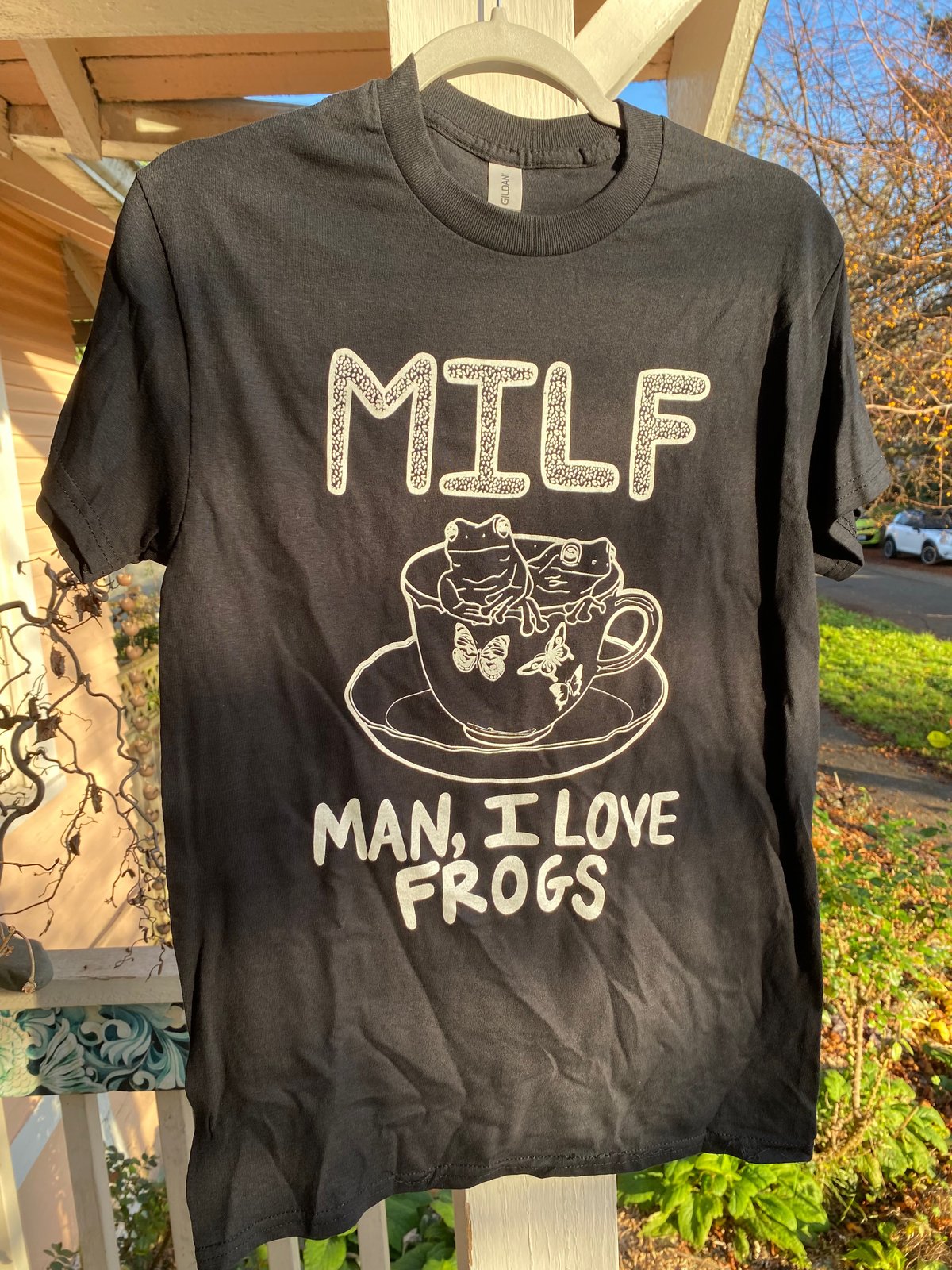 Image of MILF Man I Love Frogs Black Shirt