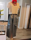 Metallic denim cargo pay