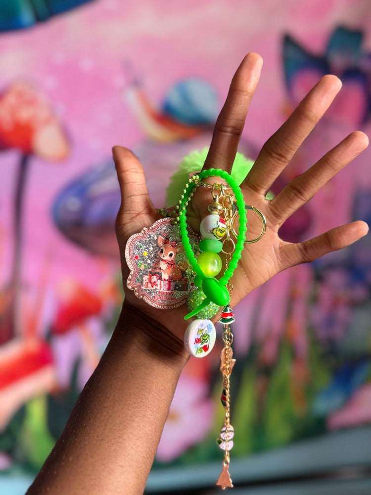 Image of Holiday Beaded Junk Keychains 