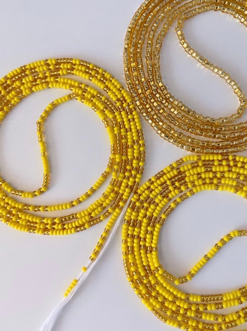 Image of Yellow & Green Tie on Waistbeads Collection