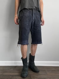 Image 4 of '04 Rick Owens Mud Wash Denim Fatigue Shorts - 33