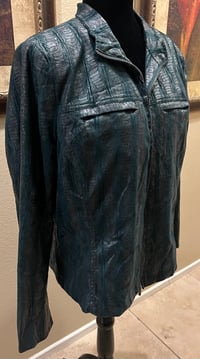 Image 3 of Vintage Green Snakeskin Jacket Steer Head