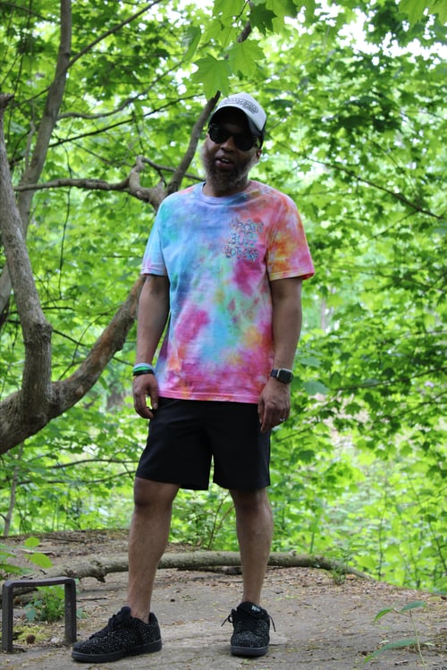Image of CB Bubble logo tie-dye tee