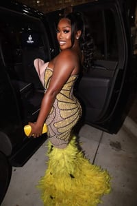 Image 2 of PETAL KISS FEATHER DRESS(MADE TO ORDER) yellow