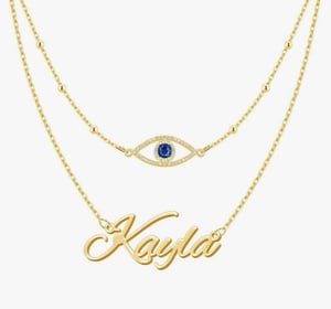 Evil Eye Name Plate Necklace 