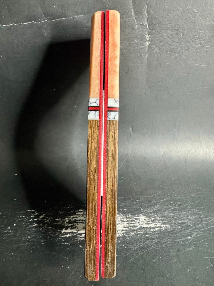 Image of Giraffe Bone & Bog Oak Segmented Knife Scales