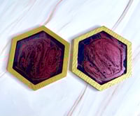 Image 1 of “Crimson Crown” – Hex Luxe Resin Coaster Duo