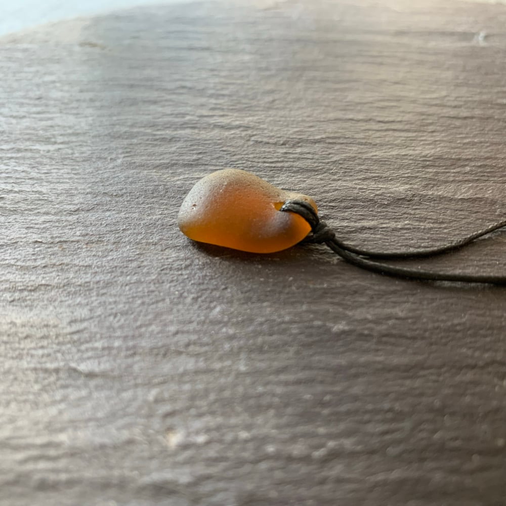 Image of orange brown sea glass necklace 