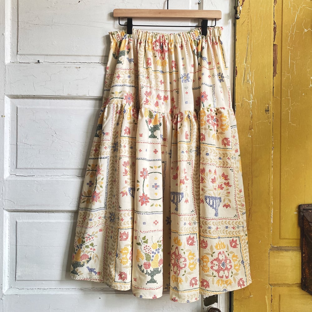 Image of Bountiful Basket Faux Cross-Stitch Granny Skirt