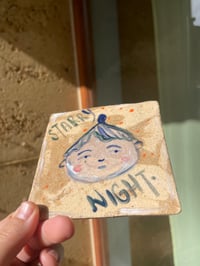 Image 2 of Starry Night. - Handmade ceramic tile with illustration 