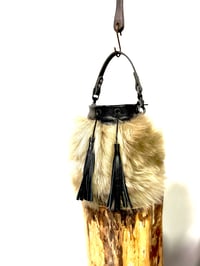 Image 1 of Cryptid Taupe Sheepskin Tasseled Short Handle Bucket
