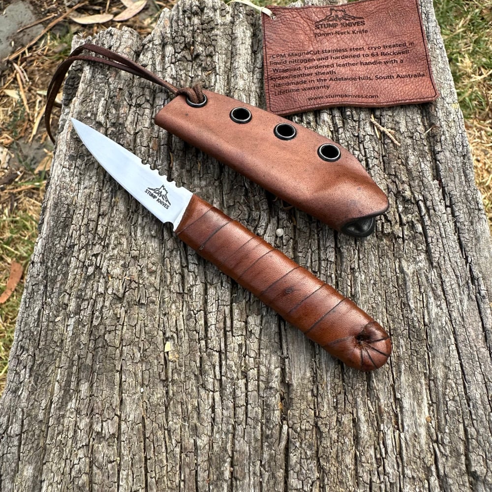 Image of 65mm Neck Knife  leather magnacut