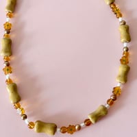Image 2 of Mustard Bones and Flowers One of a Kind Necklace
