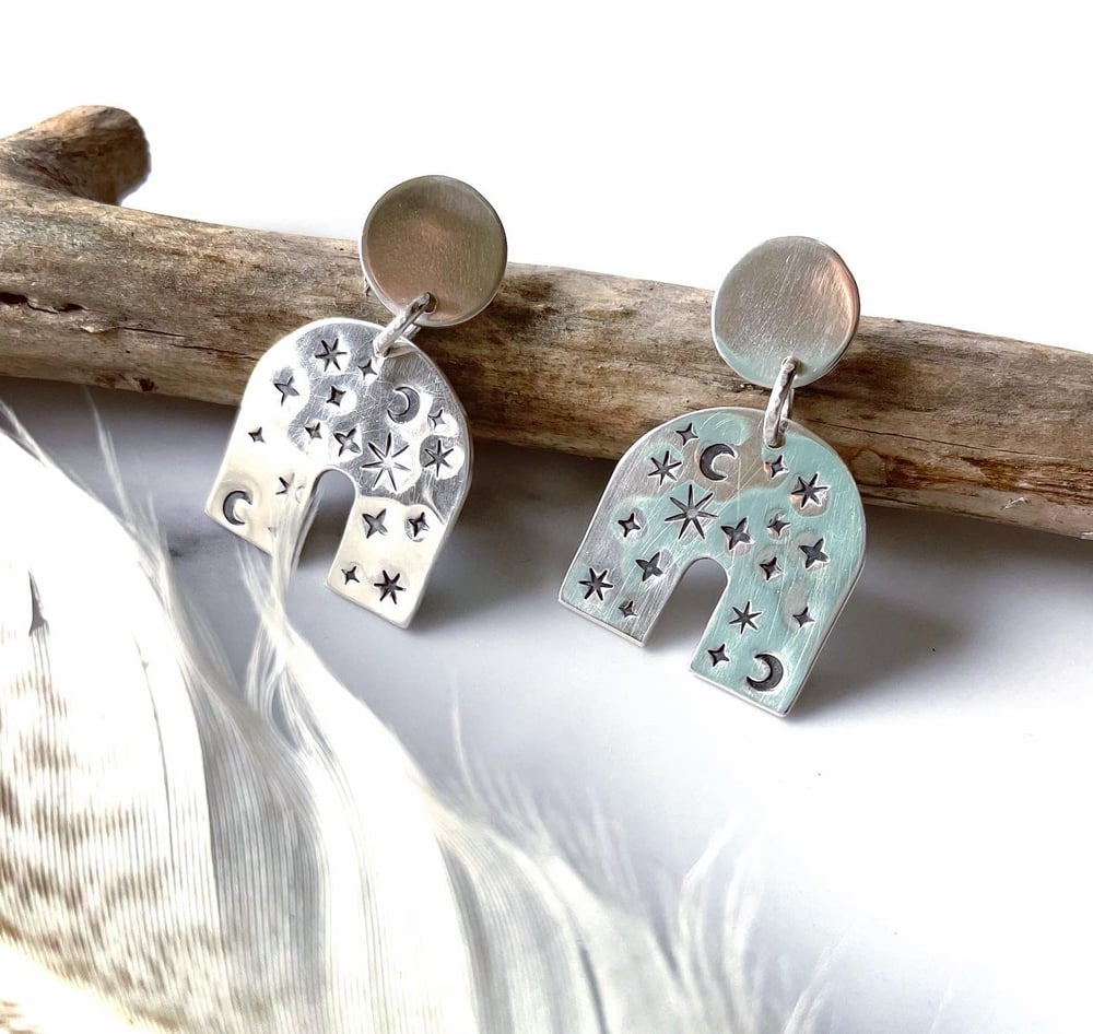 Handmade Sterling Silver Celestial Arch Earrings 925