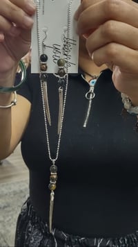 Image 2 of Handcrafted Fork Tine Spike Earrings and Necklace Set