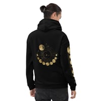 Image 4 of Black and Gold Moons Sacred Geometry Astrological Unisex Hoodie