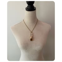 Image 4 of Victorian Hand Raw Triplet Quartz Solid Brass Bottle Necklace