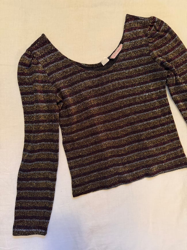 70s lurex ballet neck top