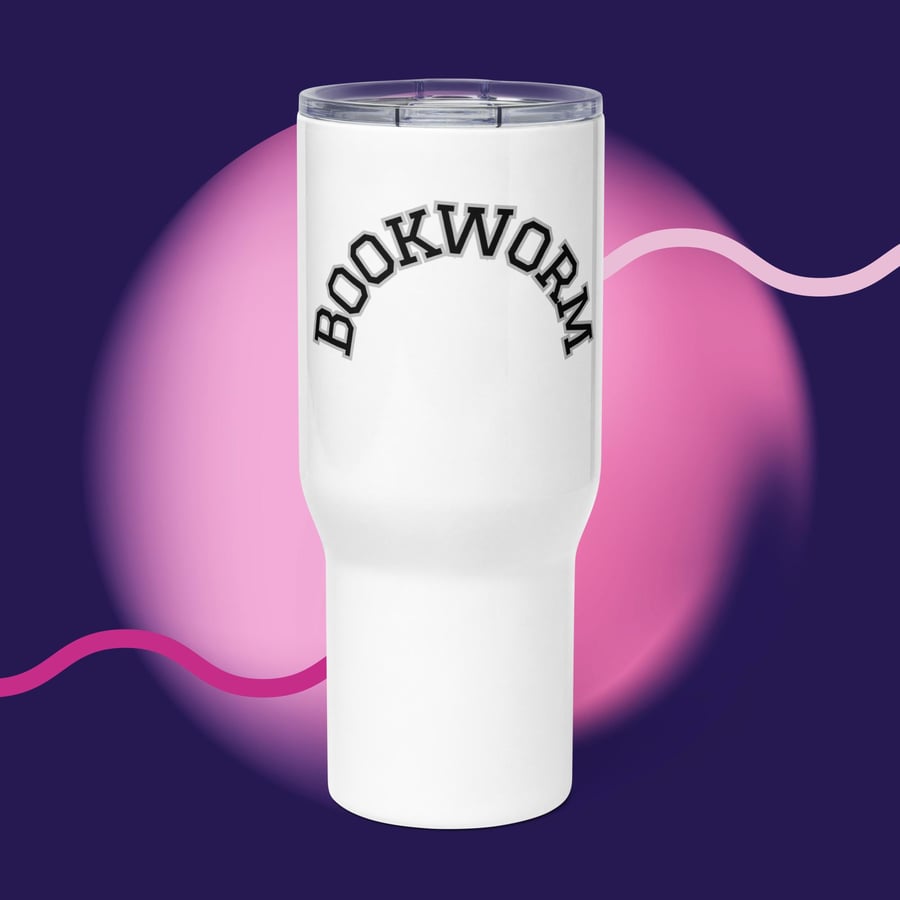 Image of Bookworm Travel mug with a handle