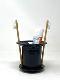 Image 3 of Four hole Black Glaze Toothbrush Holder