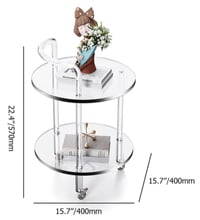 Image 7 of Modern Clear Acrylic Bar Cart Rolling Serving Trolley with 2 Tiers & Handle